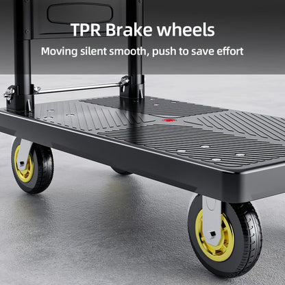 Folding Flat Cart Heavy Duty 660-800 lbs Capacity Silent Swivel Wheels Moving Hand Truck