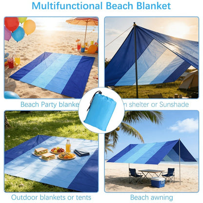Gradient Beach Mat with Purple-to-Blue Design, Corner Loops, Drawstring Pouch, Stakes and 1- or 2-Piece Packs