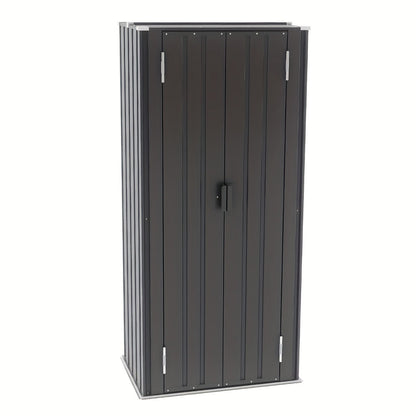 Tall Metal-Look Outdoor Storage Cabinet with Double Doors, 22 or 28 Cu Ft Checkout Capacity Options