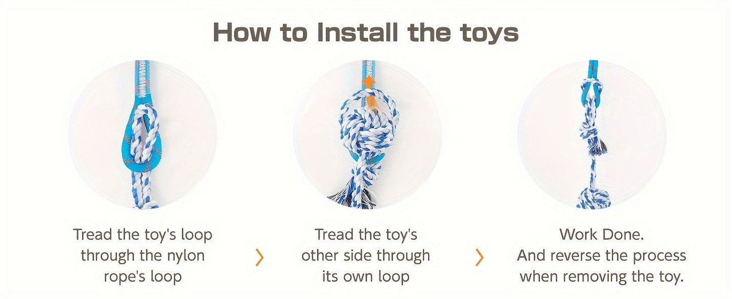 Dog Toy Telescopic Aluminum Flirt Pole with Reinforced Nylon Rope and Three Detachable Interactive Toys