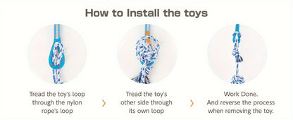 Dog Toy Telescopic Aluminum Flirt Pole with Reinforced Nylon Rope and Three Detachable Interactive Toys