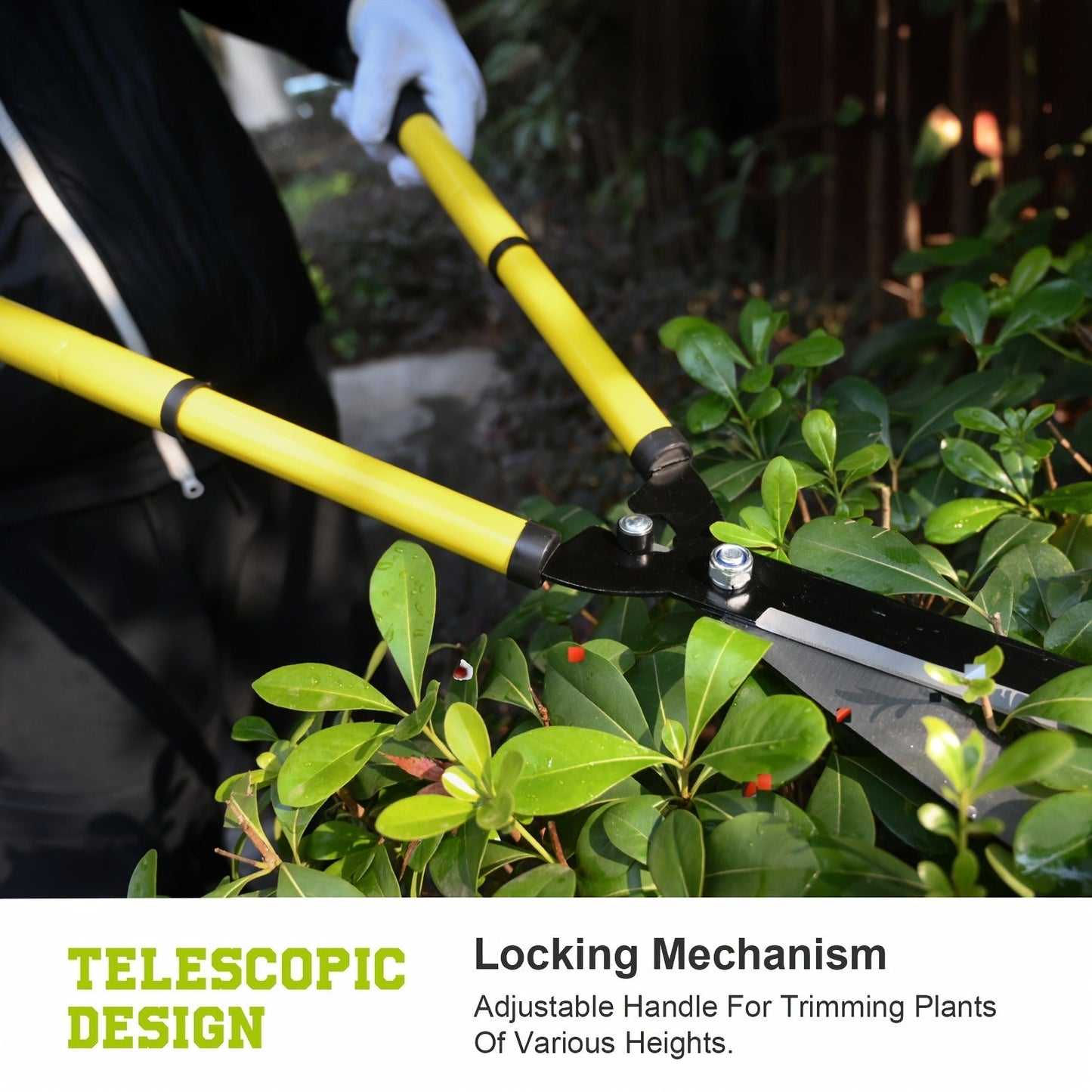 Extendable Manual Pruning Shears with Three Exact Orange and Green Blade-Length Checkout Options