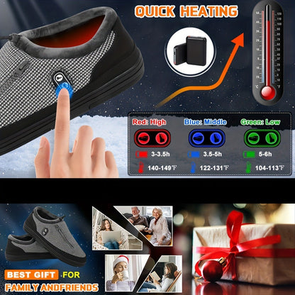 Rechargeable Heated Slippers with 5000 mAh Battery, Three Heat Settings and M or L Size Options