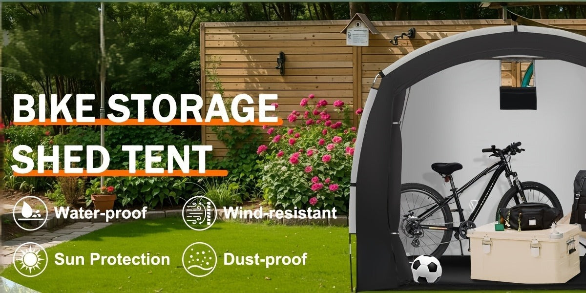 Portable Outdoor Storage Tent with Zipper Door, Carry Bag and 86 x 59 x 73-Inch Black Frame Shelter