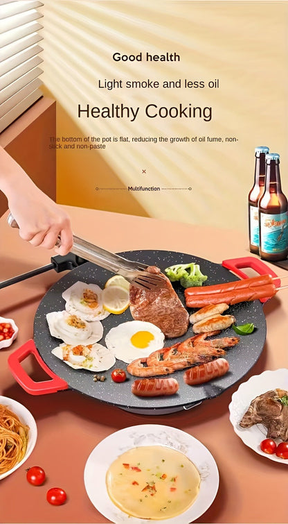 Electric Grill Pan Smokeless Indoor BBQ Non-Stick Griddle with Adjustable Temperature Control for Home Kitchen and Party