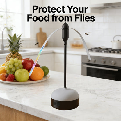 Desktop Reflective-Blade Fan Pest Control Device with Amber Light, Flexible Neck and USB Power for Tabletop Use