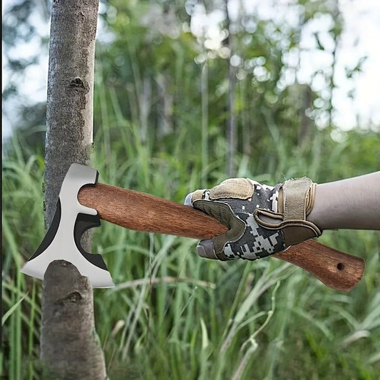 Splitting Axe Forged Carbon Steel 15.6-Inch with Handcrafted Wooden Grip, Professional Backyard Hatchet for Wood Chopping, Gardening and Camping — Single or 2-Pack