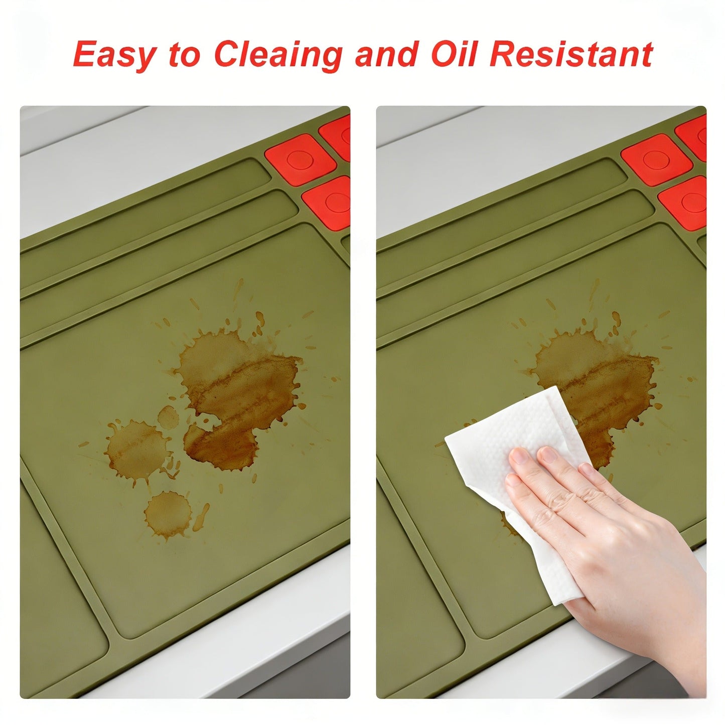 Gun Cleaning Mat with Magnetic Parts Tray – Heavy Duty Non-Slip Rubber Solvent-Resistant Pad for Pistol Rifle Handgun Maintenance, Easy-Clean Silicone Surface Gunsmith Work Mat