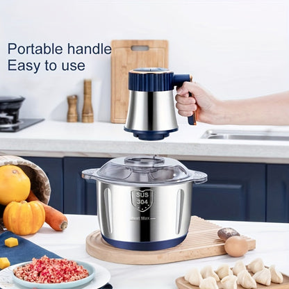 Electric Food Chopper with Top-Motor Design and 2L, 3L or 5L Bowls in Blue or Green Options