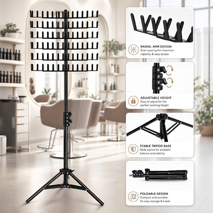 Braiding Hair Rack Hair Styling Tool with 144-Strand Layout, 30-50-Inch Height and Foldable Stand