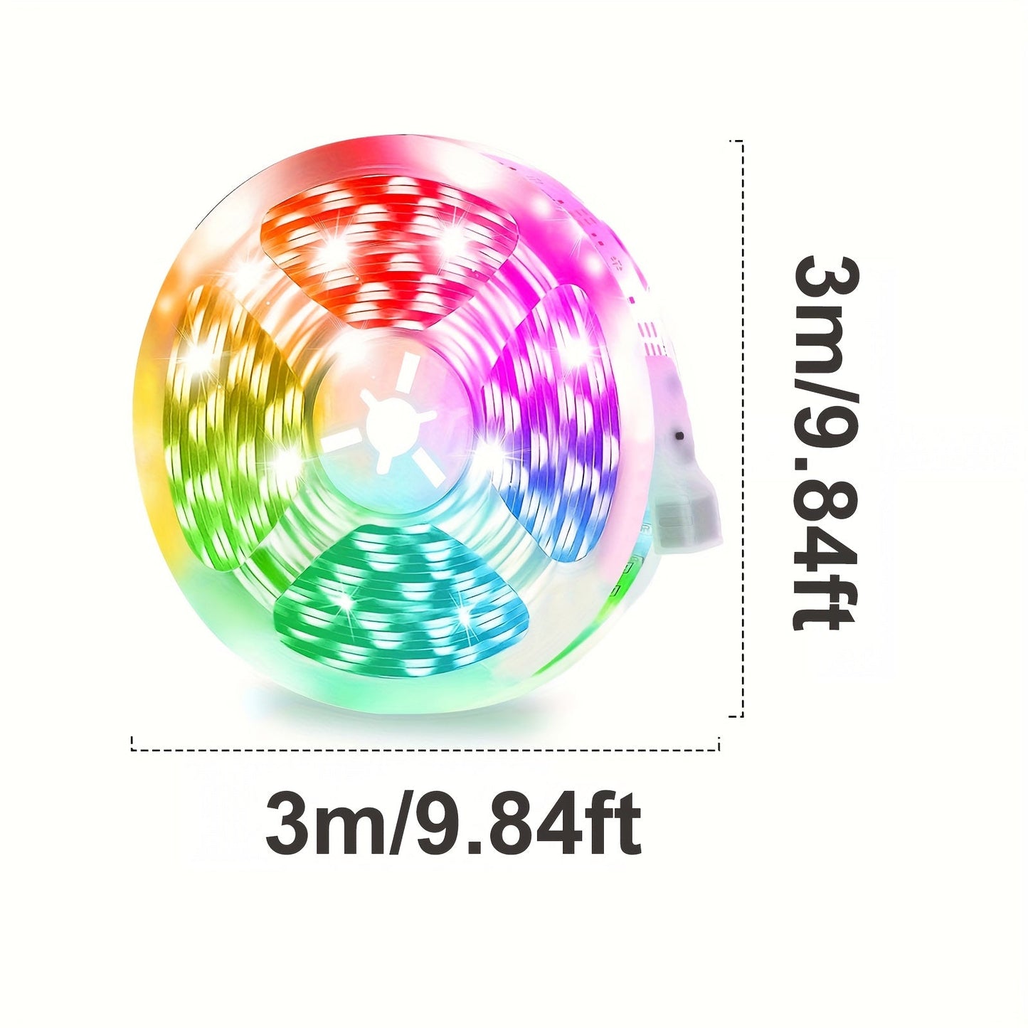RGB TV Backlight LED Strip, 3m USB-Powered Kit with App, Handheld Remote and Inline Music Controller