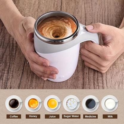 White Self-Stirring Coffee Mug with Magnetic Mixing Piece, Side Button, Lid and 250ml Marking