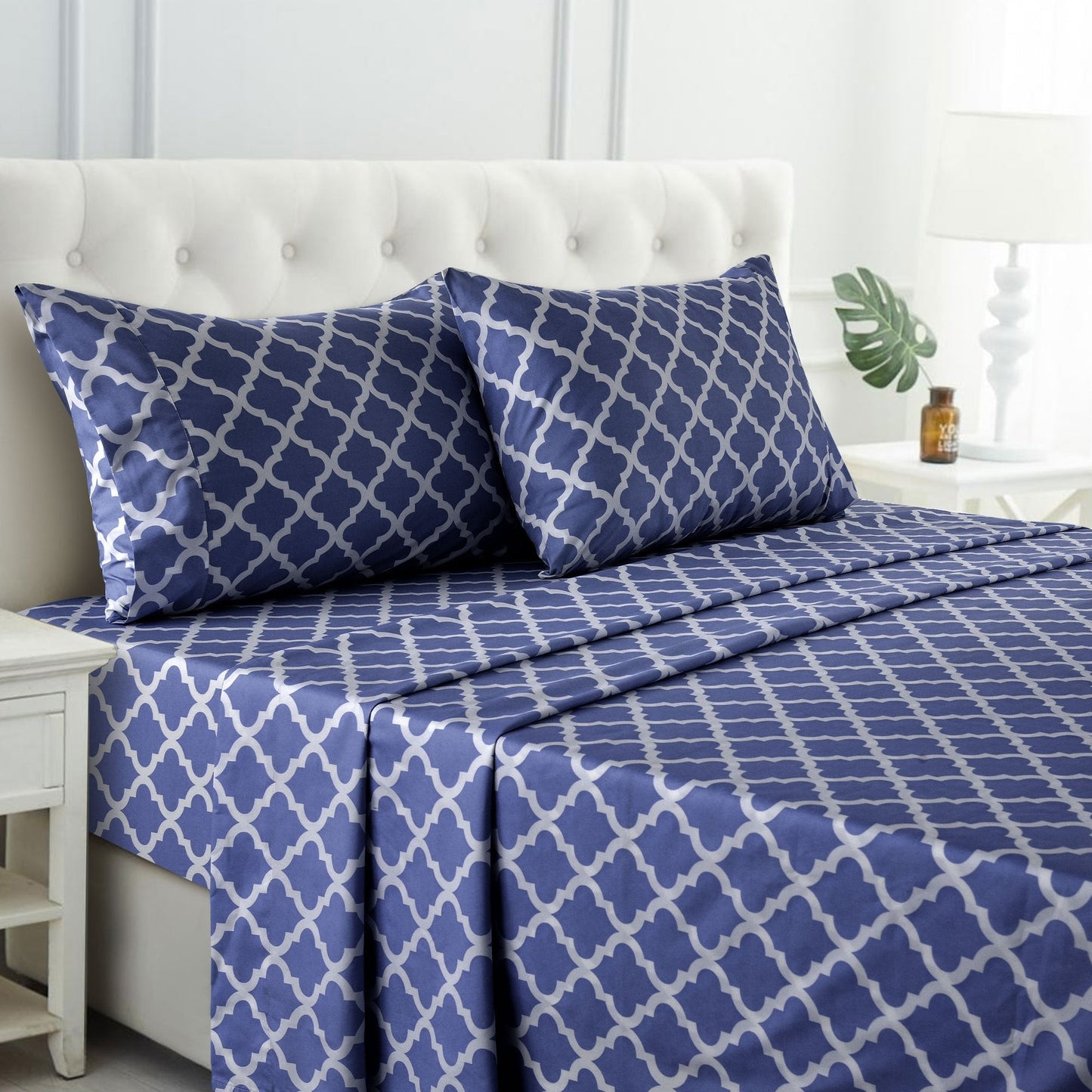 Bed Sheet Set Brushed Polyester in 3- or 4-Piece Configuration with Six Sizes and Eight Colors