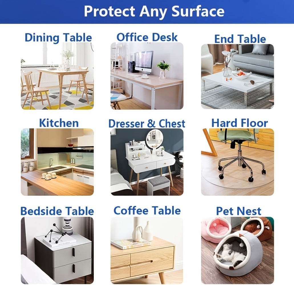Round PVC Table Cover Clear Tablecloth 2MM Thick Scratch-Resistant Waterproof Table Protector for Dining Table Coffee Table Restaurant Outdoor