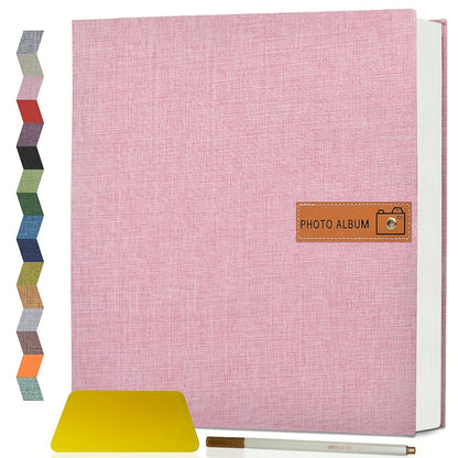 Self-Adhesive Linen Photo Album with 40- or 60-Page Options, Two Cover Sizes, Metal Pen and 12 Colors