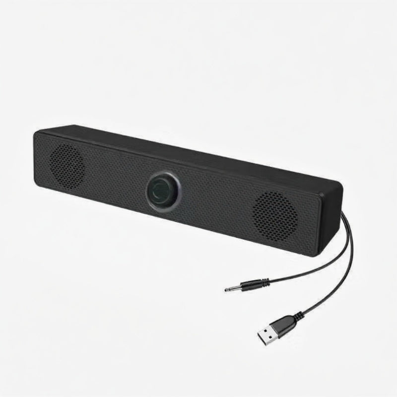 USB Wired Computer Soundbar Speaker for PC Desktop Laptop Monitor, Stereo Surround Sound Bar with Knob Volume Control