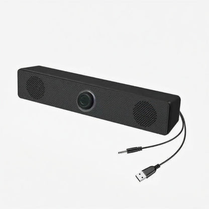 USB Wired Computer Soundbar Speaker for PC Desktop Laptop Monitor, Stereo Surround Sound Bar with Knob Volume Control