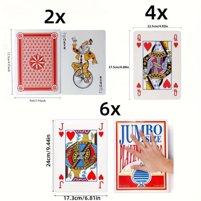 54-Card Giant Playing Card Deck in 4x or 6x Jumbo Size with Two Jokers for Parties and Family Game Nights