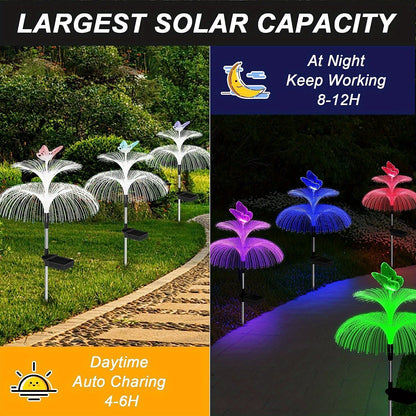 Solar Garden Lights Butterfly Jellyfish Stakes with Gradient Color Change in 2- or 4-Pack Sets