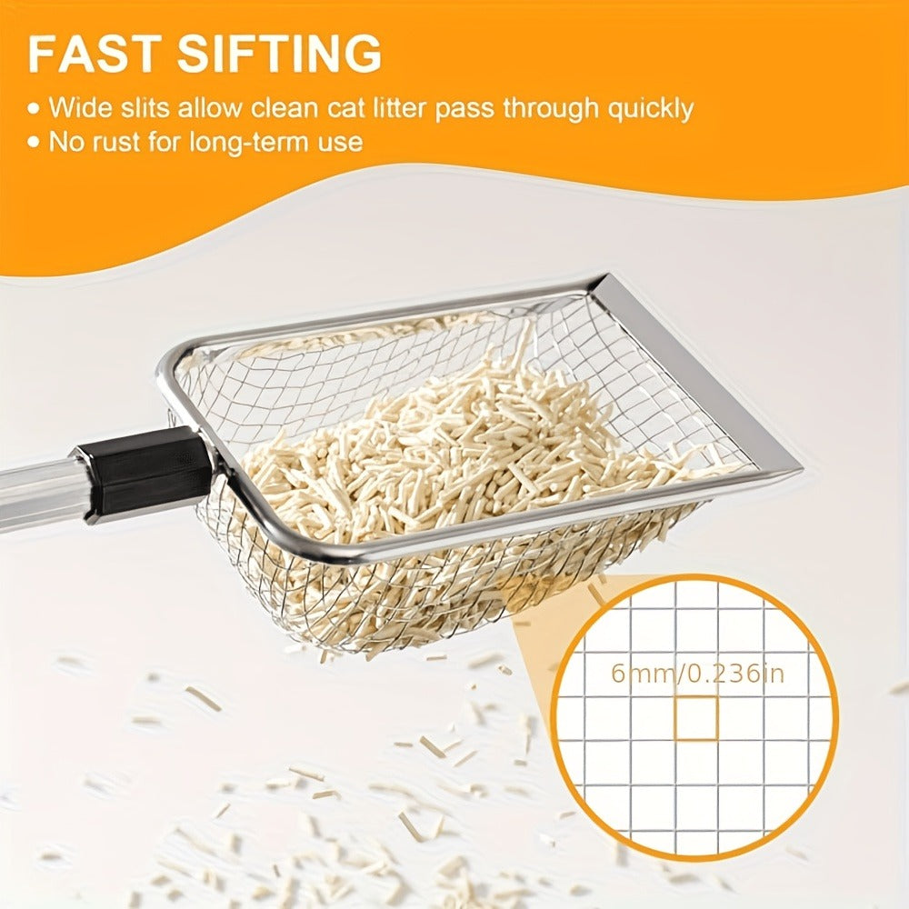 Three-Section Telescopic Beach Sand Sifter with Rectangular Mesh Basket, Wrist Strap and Retractable Handle