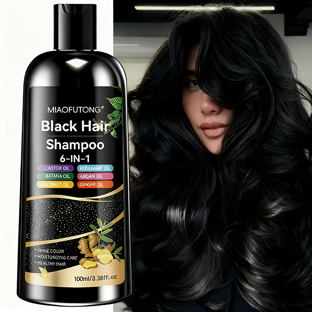 Hair Color Shampoo, MIAOFUTONG 6-in-1 100ml Black Color Bottle with a Single-Bottle Option