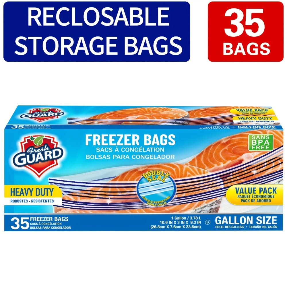 Reclosable Kitchen Storage Bags in Quarter-, One- or Two-Gallon Sizes with Five Count and Pack Options
