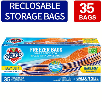 Reclosable Kitchen Storage Bags in Quarter-, One- or Two-Gallon Sizes with Five Count and Pack Options