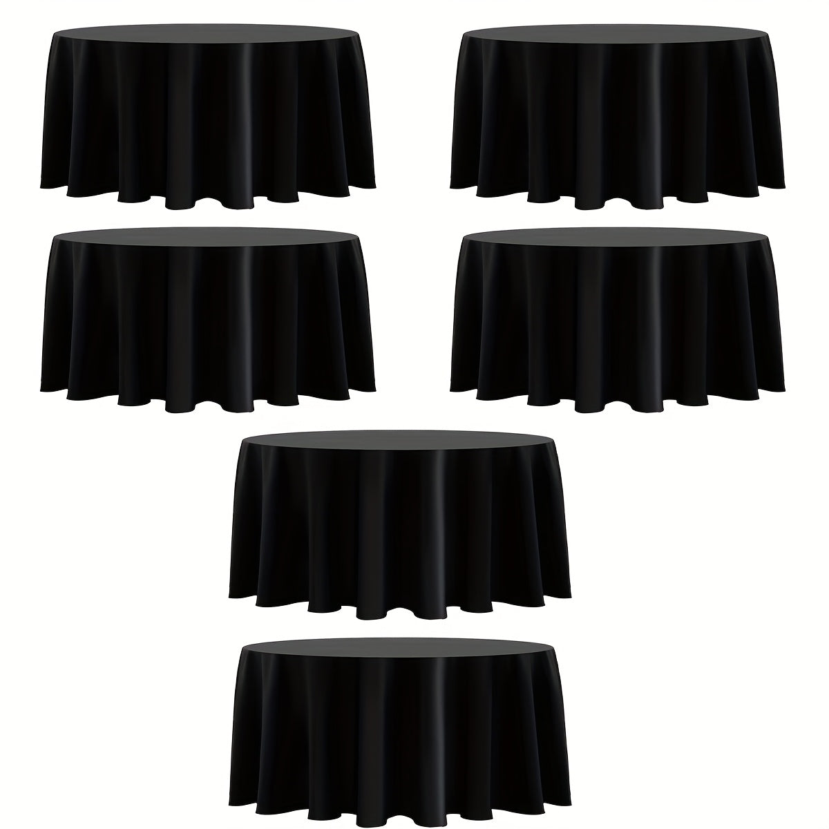 120-Inch Round Tablecloth Multipacks in Black or White with Six-, Twelve- or Eighteen-Piece Options