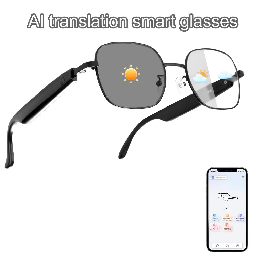 Smart Glasses 160-Language Translation Eyewear with Open-Ear Audio and 19 Photochromic Frame Options