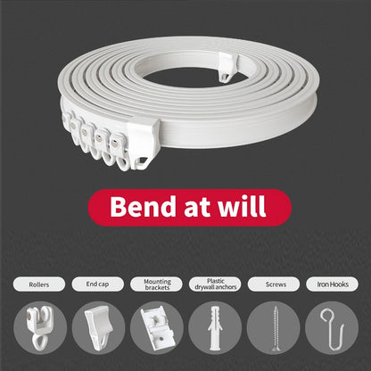 Flexible Curtain Rail Track – Bendable PVC Ceiling Mount Curtain Rod for Bay Window, Bathroom & Home Decor, Trim-to-Fit Monorail Curtain Track System