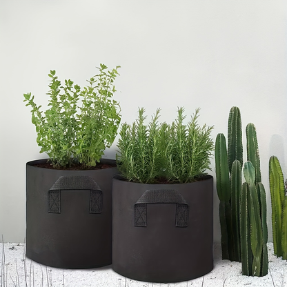 Black 5-Gallon-Labeled Grow Bags with Handles in 10-Pack or 20-Piece Checkout Options for Garden Planting