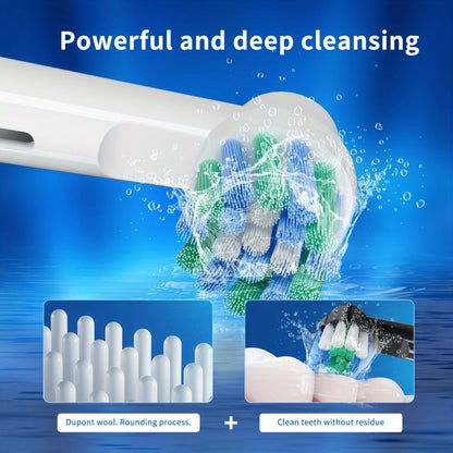 Electric Toothbrush with 3 Rotating Cleaning Modes - Induction Charging, 4 Replacement Brush Heads, Travel Case Included, Couples Toothbrush Set, Deep Plaque Removal, Holiday Gift, Black Purple Blue