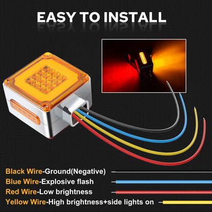 LED Side Marker Lights Square Truck Cab Clearance Lights 12V Waterproof Turn Signal Indicator Side Lights for Cars Trucks Trailers, Multi-Color Available (Red Amber Blue Green Purple Ice Blue)