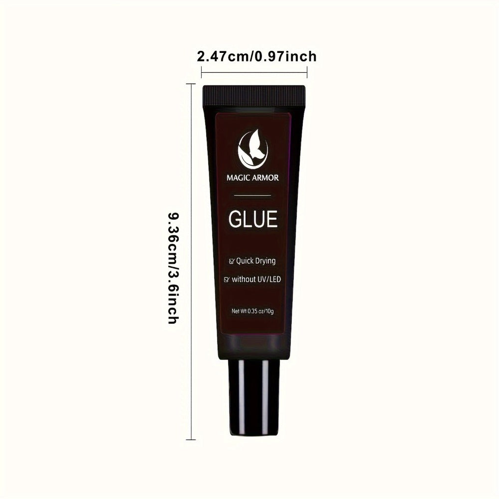 Press On Nail Glue Extra Strong Fast Drying 4 Pack 0.35oz Professional Nail Adhesive 10-Second Bond No UV Light Needed Super Hold Long-Lasting Nail Tips Glue for Women