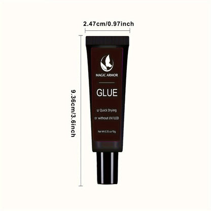 Press On Nail Glue Extra Strong Fast Drying 4 Pack 0.35oz Professional Nail Adhesive 10-Second Bond No UV Light Needed Super Hold Long-Lasting Nail Tips Glue for Women