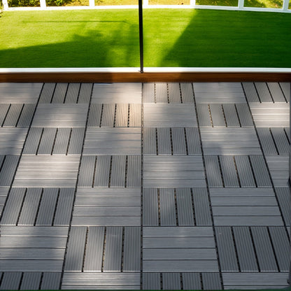 Interlocking Deck Tiles 44pcs 12"x12", Waterproof Outdoor Patio Flooring Tiles, PP Plastic Interlocking Floor Tiles for Balcony Pool Backyard Terrace, Easy Install All-Weather Anti-Slip Deck Tiles Grey