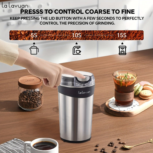 Coffee Bean Grinder Electric 200W Powerful Motor Stainless Steel Chamber Ultra-Fine Blade Grinder One-Touch 12 Cups Multi-Purpose for Spices Nuts Grains 110V US Plug