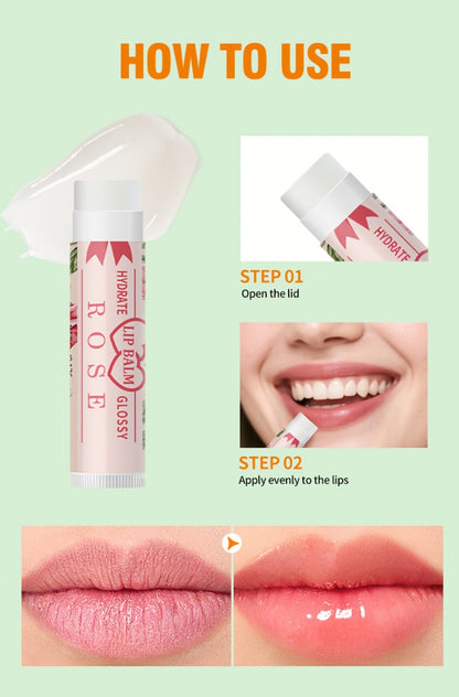 Lip Balm 16-Piece Assorted Flavor Set with Glossy Twist-Up Tubes and Orange Display Box Packaging
