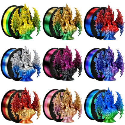 Dual Color Two-Tone PLA Filament 1.75mm 250g 9 Color Options High Precision ±0.02mm Vacuum Packed Gradient Effect Beginner Friendly Wide FDM Compatibility