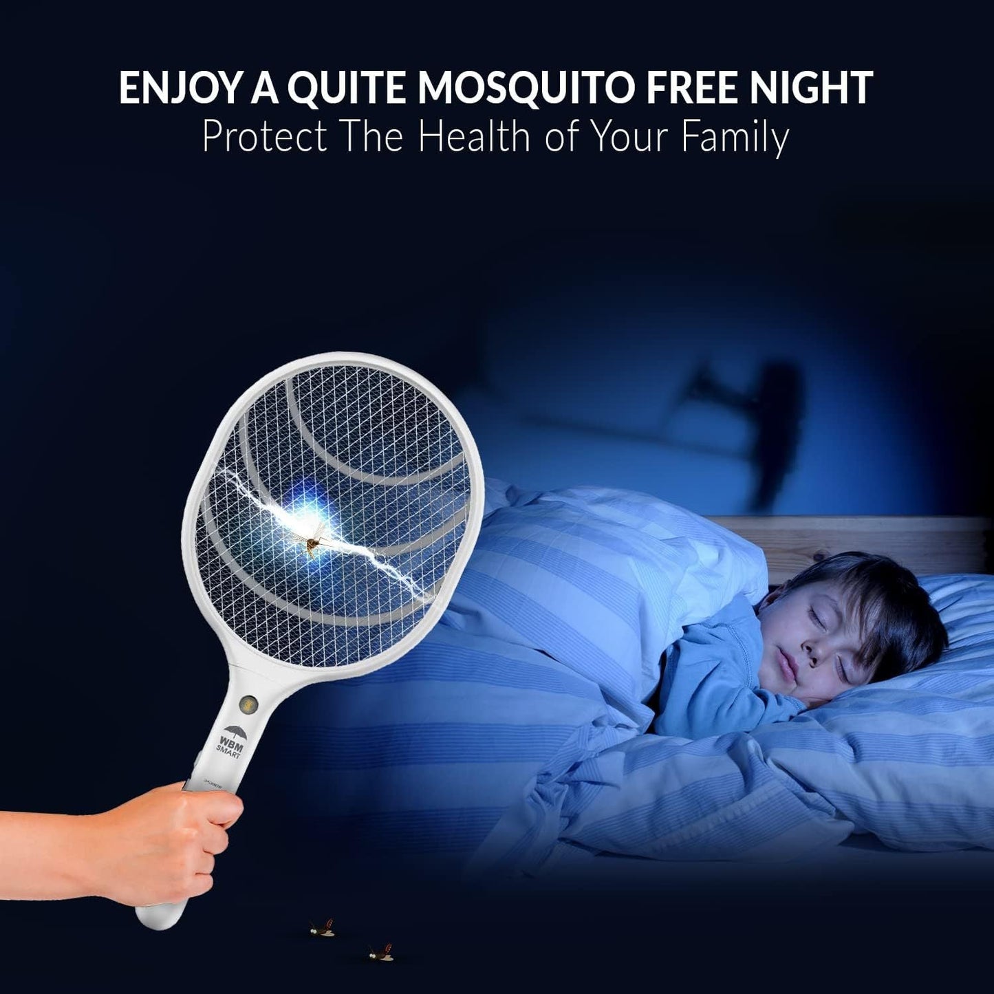 Electric Fly Swatter Racket Rechargeable 2-Pack – 3000V Bug Zapper with LED Light, USB Charging, Triple Safety Mesh for Indoor & Outdoor Mosquito Control