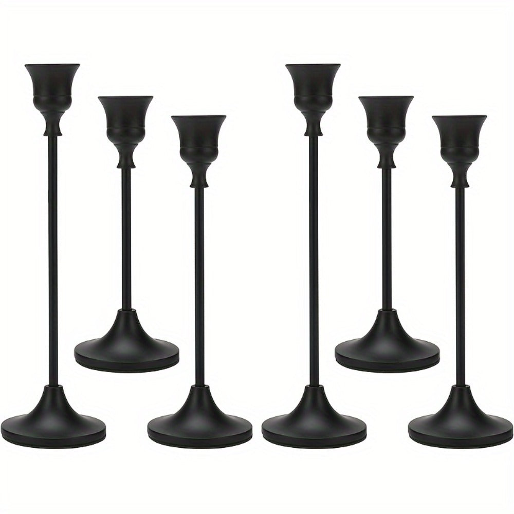 Metal Bell Candlestick Holders Set – Vintage Copper & Black Taper Candle Holders for Wedding Centerpieces, Christmas Table Decor, Halloween, Anniversary, Birthday Party, Home & Hotel Decoration
