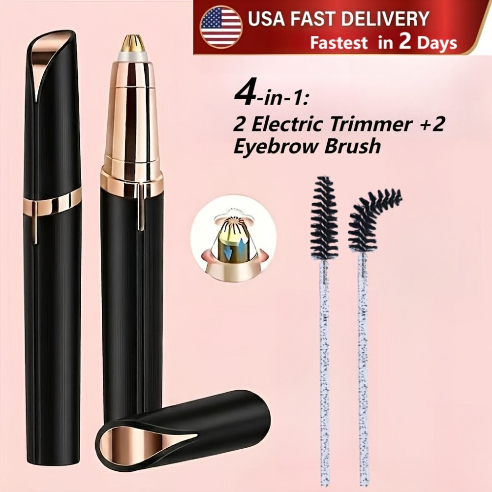 Two-Piece Rechargeable Eyebrow Trimmer Set in Pink, White or Three Colorful Finish Options for Facial Grooming