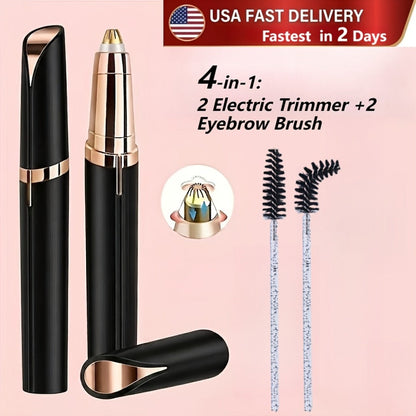 Two-Piece Rechargeable Eyebrow Trimmer Set in Pink, White or Three Colorful Finish Options for Facial Grooming