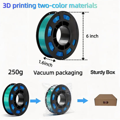 Dual Color Two-Tone PLA Filament 1.75mm 250g 9 Color Options High Precision ±0.02mm Vacuum Packed Gradient Effect Beginner Friendly Wide FDM Compatibility