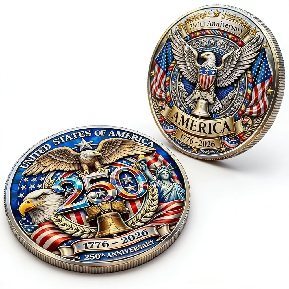 US 250th Anniversary Commemorative Coins 1776-2026 Set of 10 – America 250 Collectible Coins with Dual Historical Patterns, Patriotic Gift for History Fans & Collectors