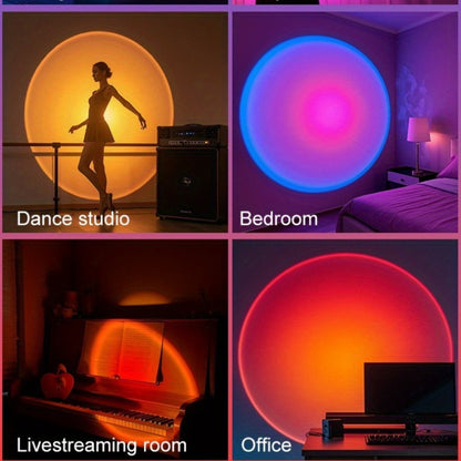 RGB Sunset Lamp Projection with Stand & Remote Control – USB Color Changing Sunset Light for Bedroom, Photography, TikTok, Aesthetic Room Decor & Laptop Compatible