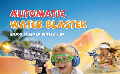 Two-Piece Electric Light-and-Sound Water Blaster Sets in 727 or 737 Models and Blue or Black Colors