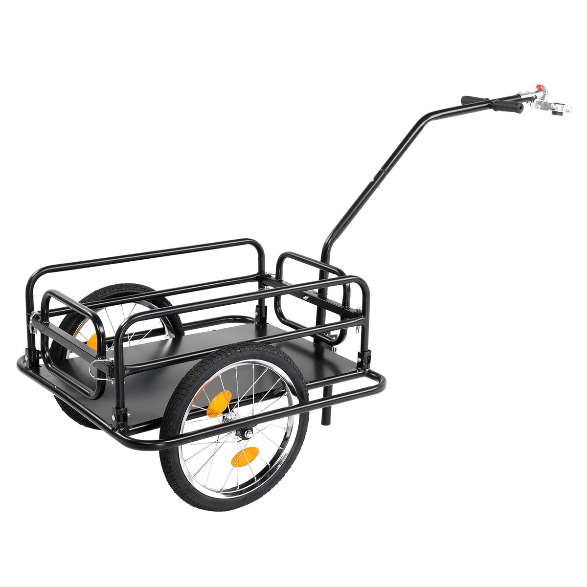 Bike Cargo Trailer Foldable 16-Inch Inflatable Wheels Detachable Walls Flatbed Bicycle Wagon for Groceries Luggage Pets Commuting