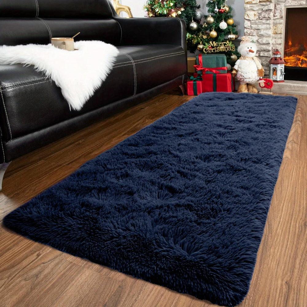 Area Rug Tie-Dye Shaggy Plush Design with Six Colors and Four Washable Sizes for Bedroom or Dorm