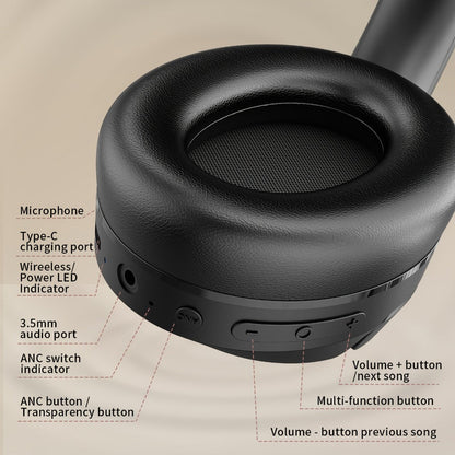 Hybrid ANC Over-Ear Headphones with 40 mm Drivers, 70-Hour Battery, Dual-Device Pairing and Black Finish